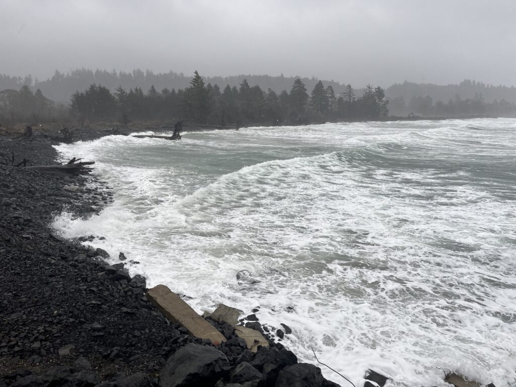 a body of water with waves crashing on it (MyCoast AI)
