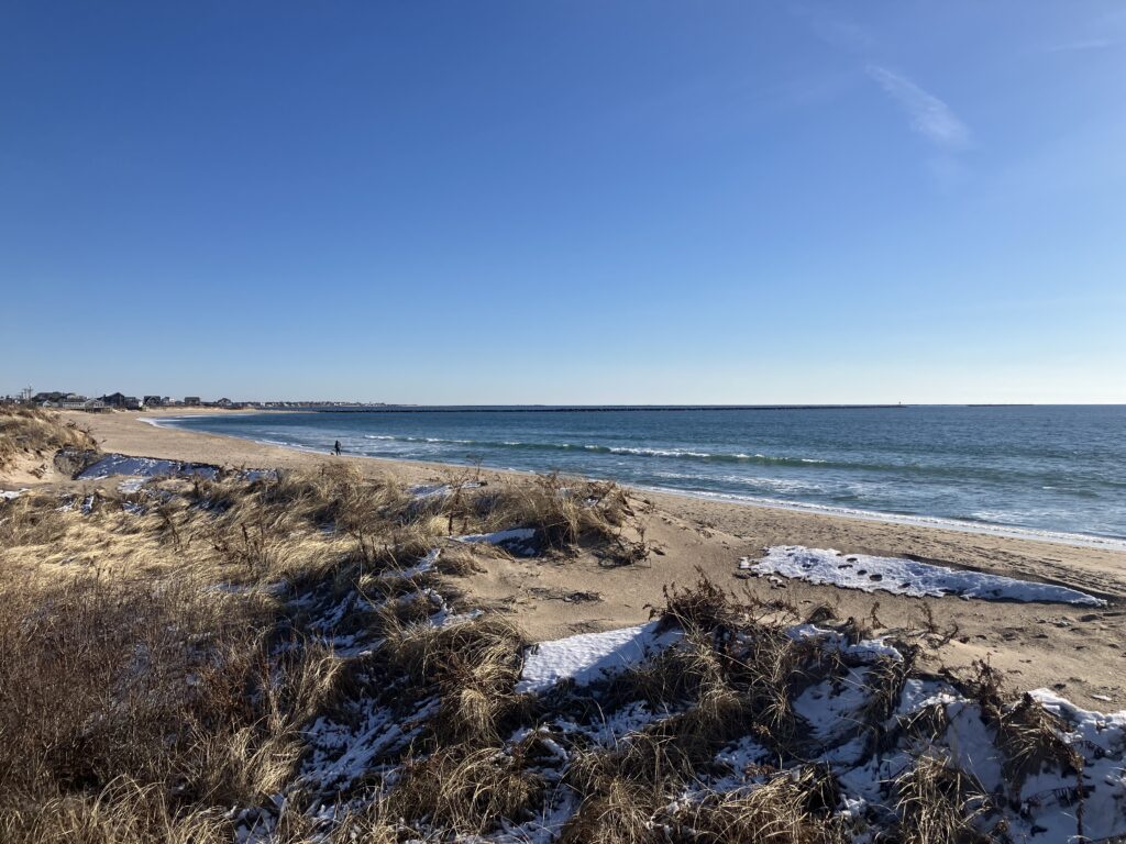 a beach with snow (MyCoast AI)