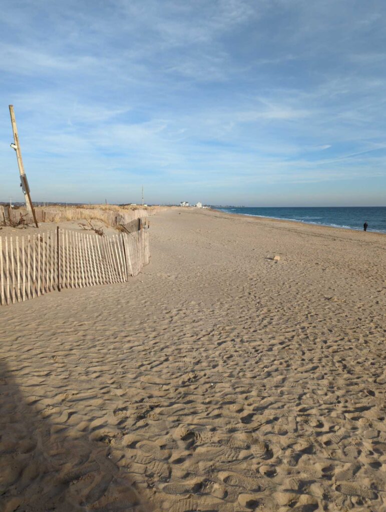 a sandy beach with a fence (MyCoast AI)