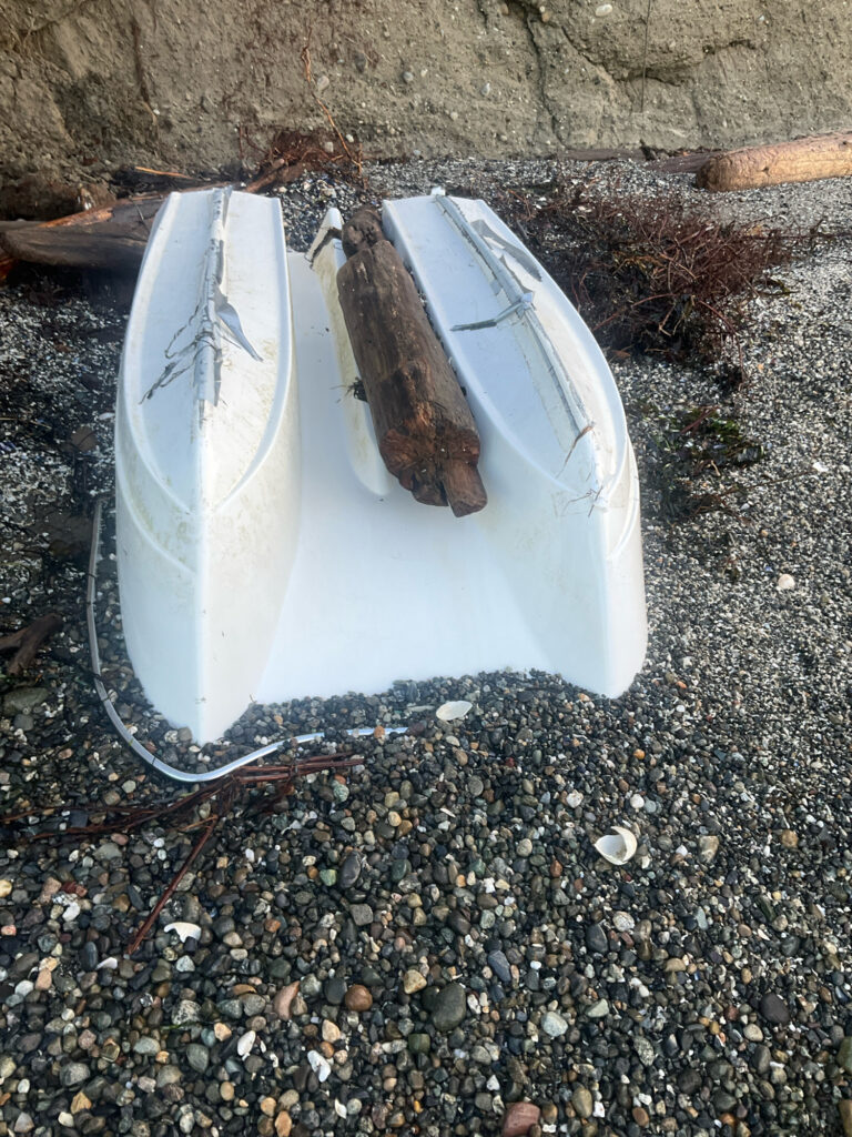 a broken toilet on the ground (MyCoast AI)