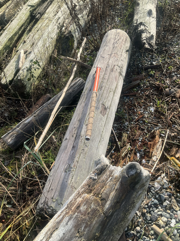 a wooden cross on a tree stump (MyCoast AI)