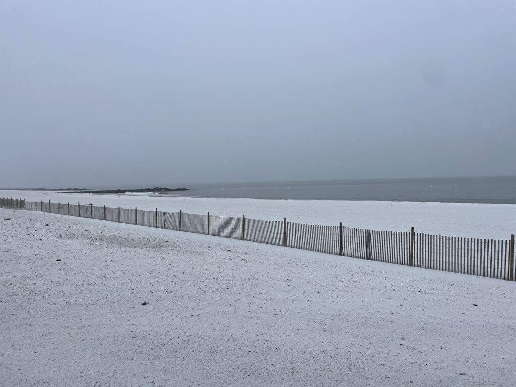 a fence in the snow (MyCoast AI)