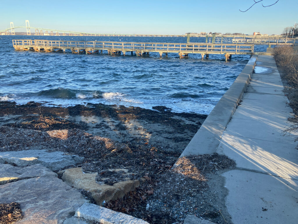 a beach with a pier (MyCoast AI)