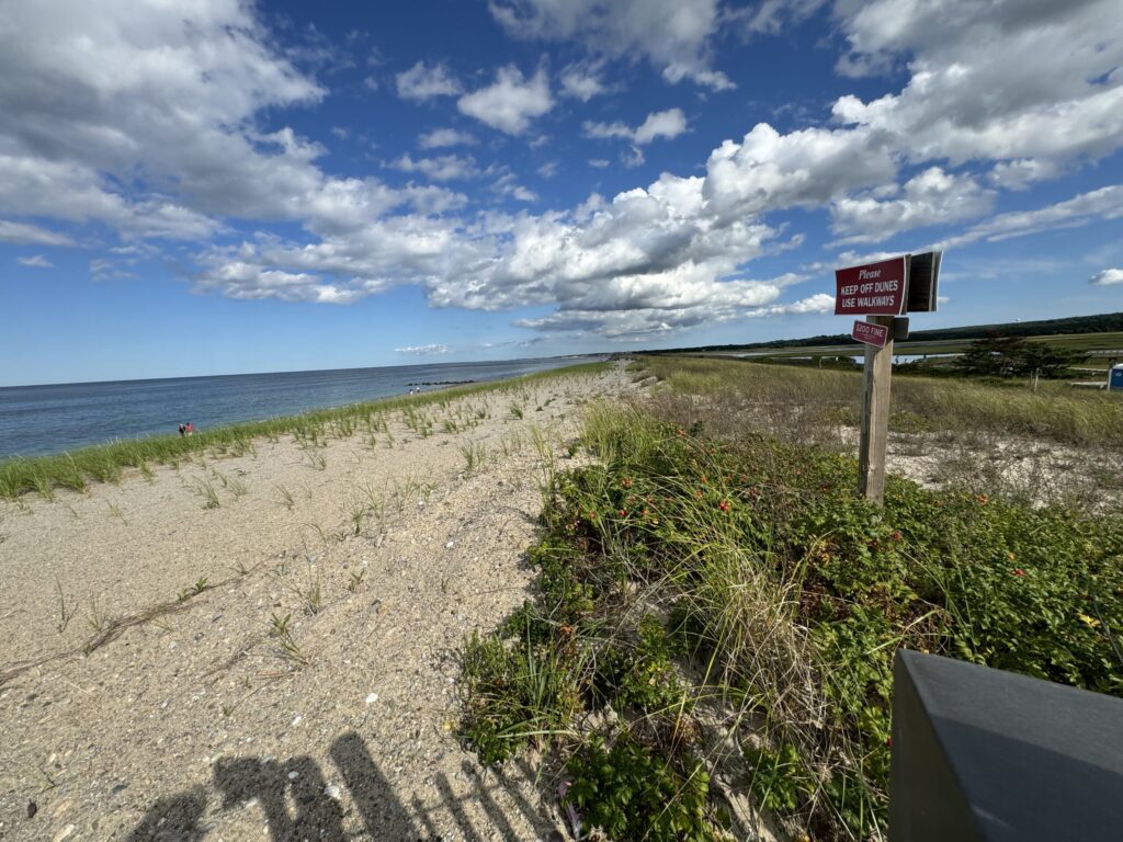 a beach with a sign (MyCoast AI)