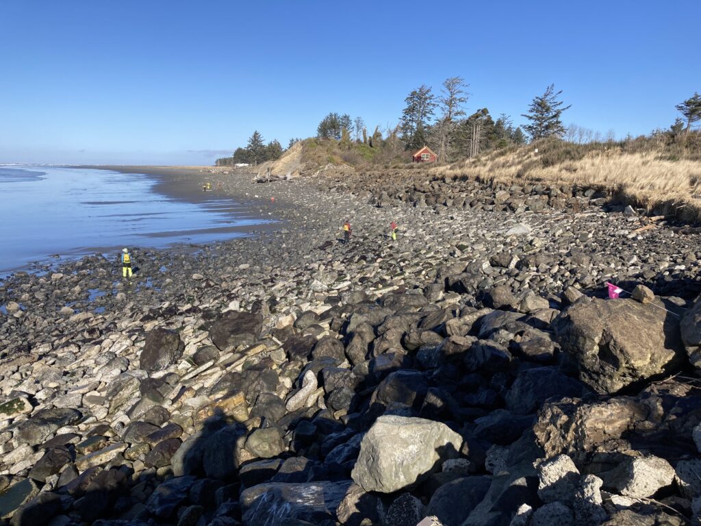 a rocky beach with a body of water in the background (MyCoast AI)