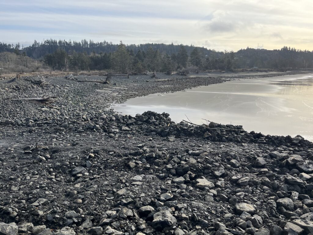 a rocky area with a body of water in the background (MyCoast AI)