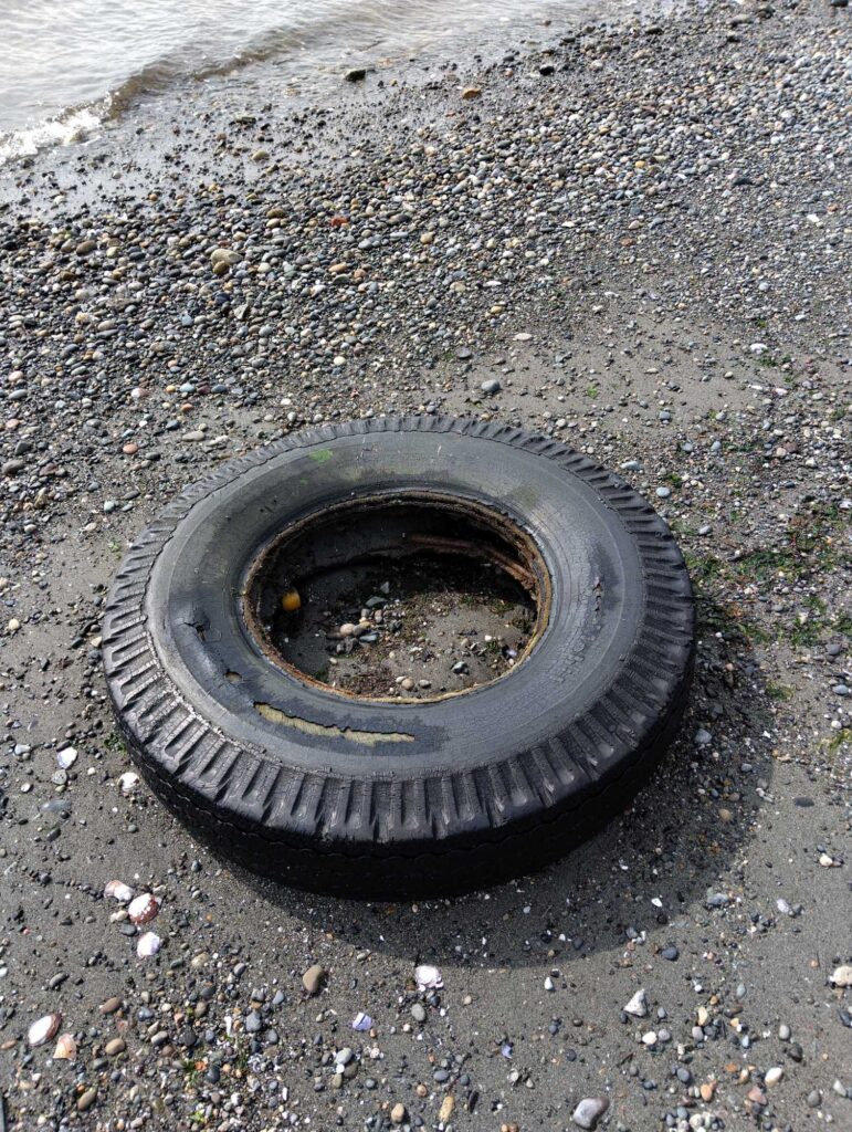 a tire on the ground (MyCoast AI)
