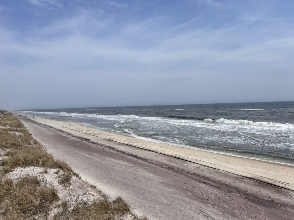 a sandy beach with waves crashing on it (MyCoast AI)