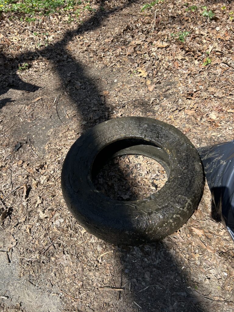 a tire on the ground (MyCoast AI)