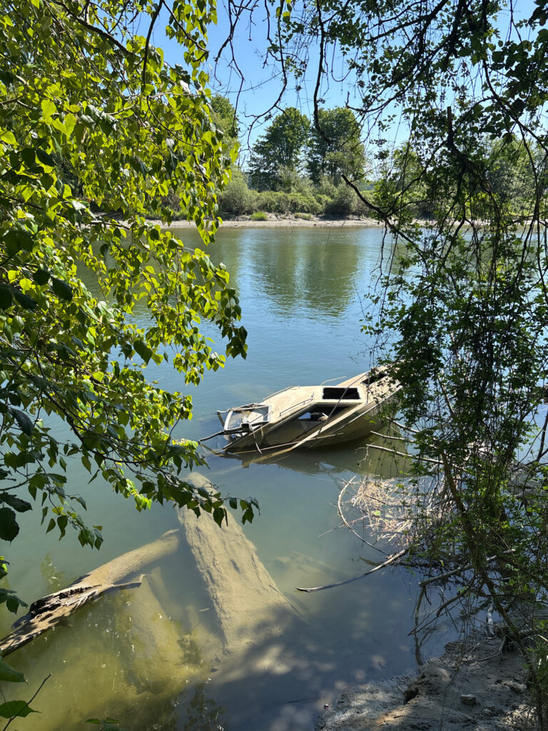 a boat on a river (MyCoast AI)