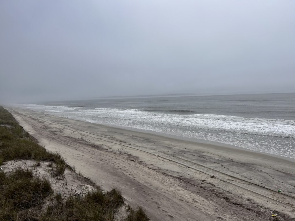 a sandy beach with waves crashing on it (MyCoast AI)
