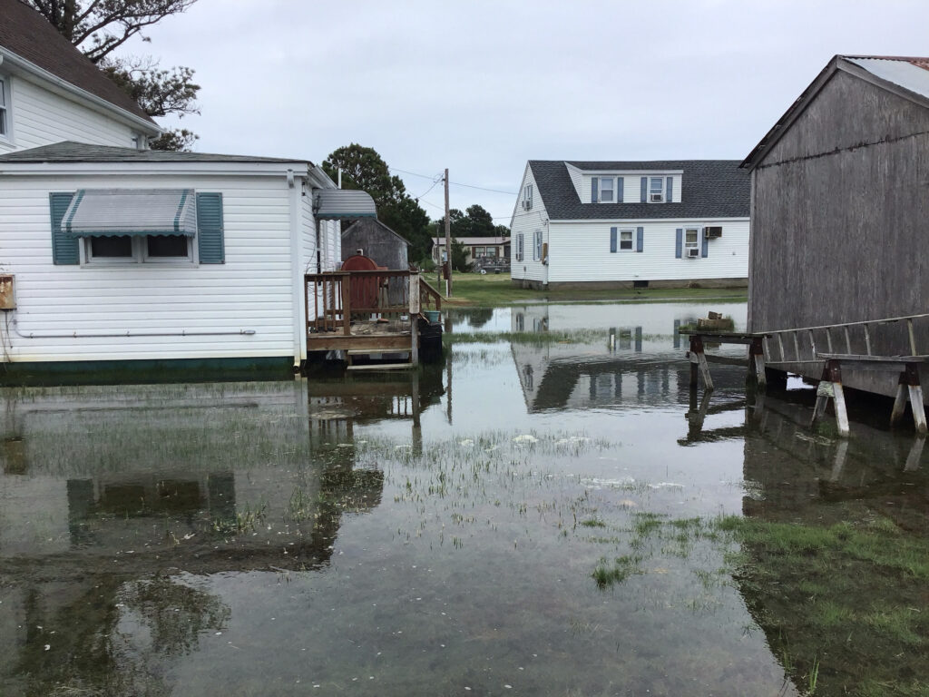 a flooded area with houses (MyCoast AI)