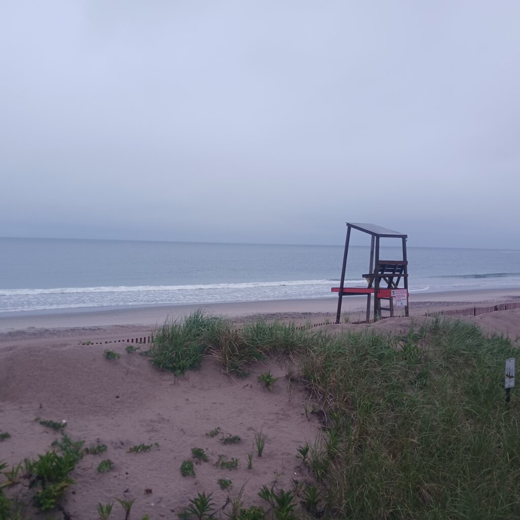 a red structure on a beach (MyCoast AI)