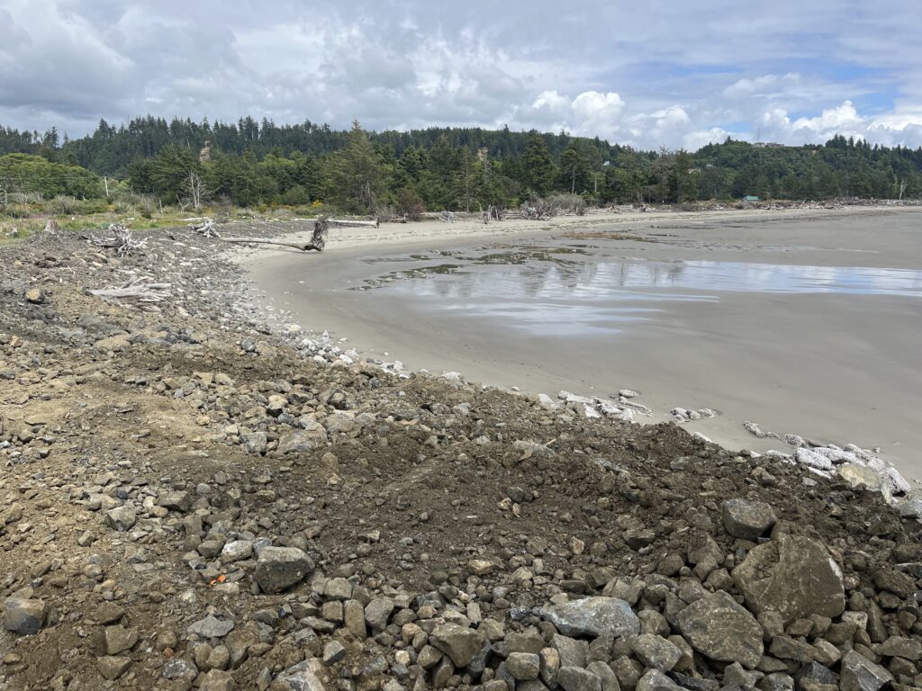 a rocky beach with trees in the background (MyCoast AI)
