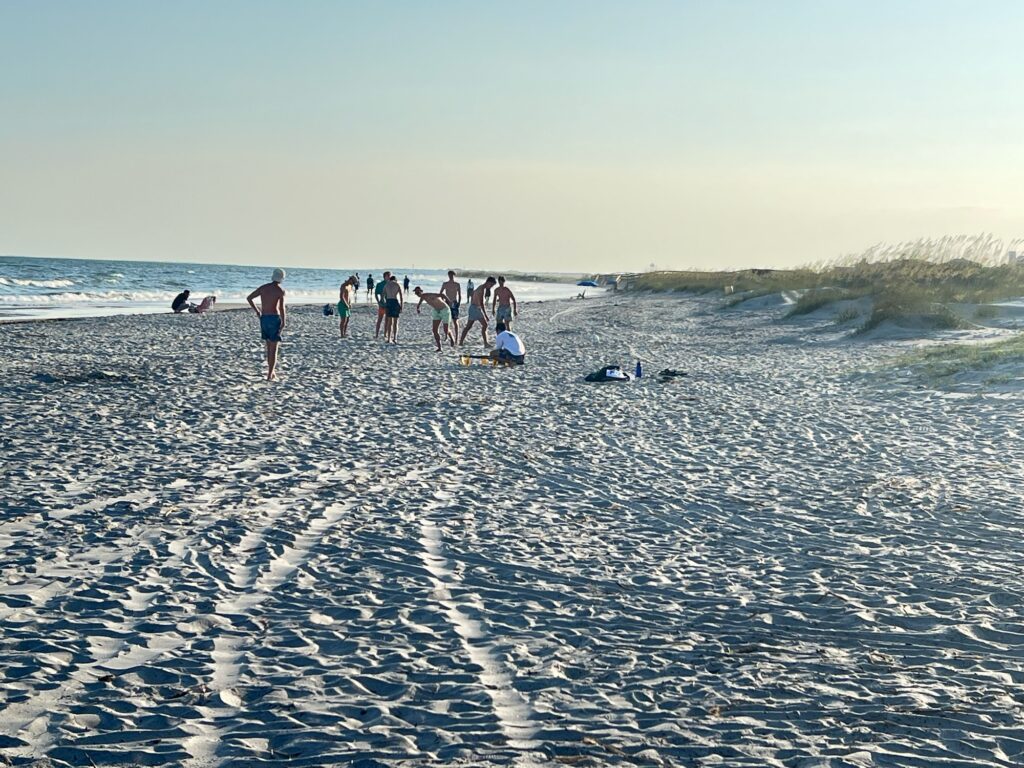 a group of people on a beach (MyCoast AI)