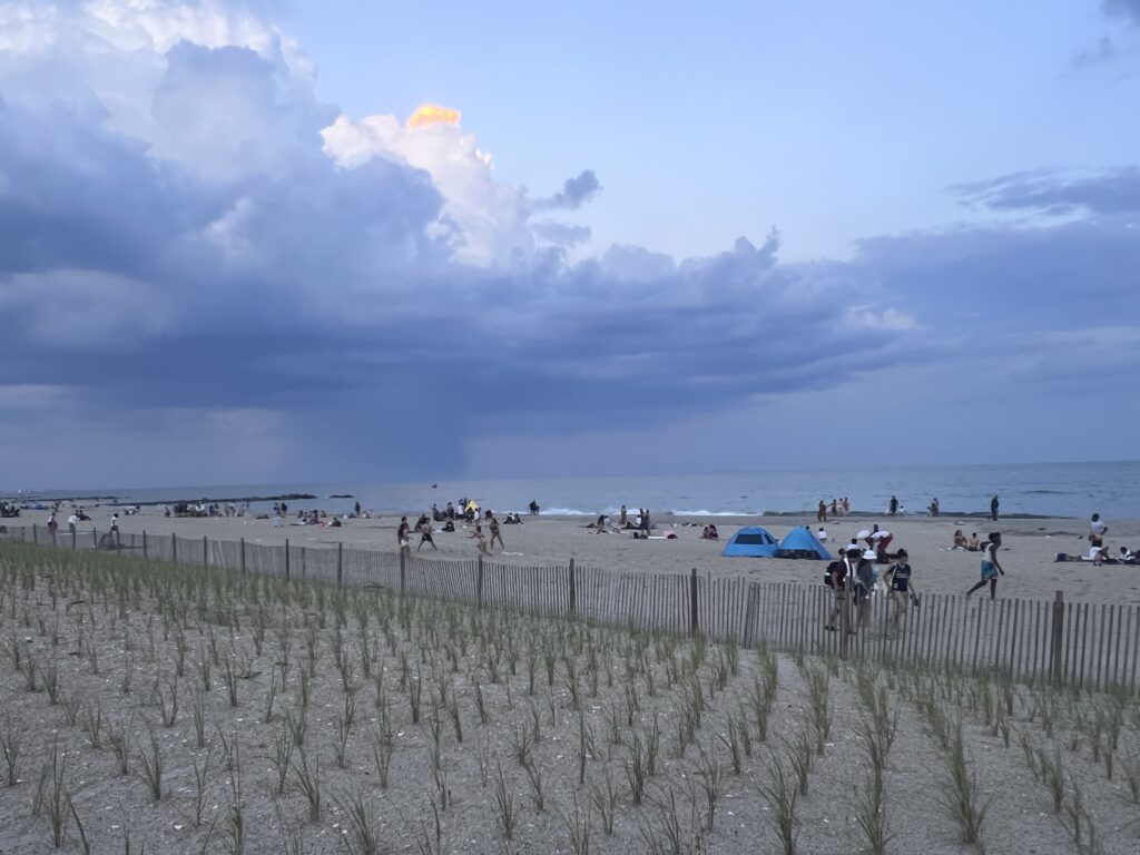 a group of people stand on a beach (MyCoast AI)