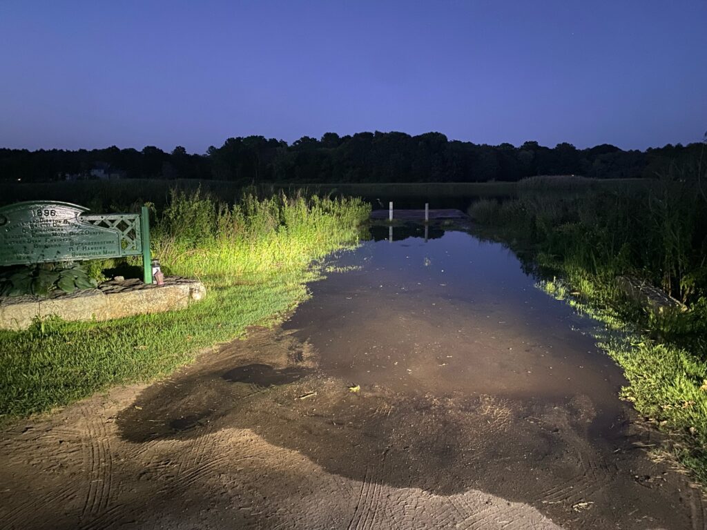 a small pond with a bench (MyCoast AI)