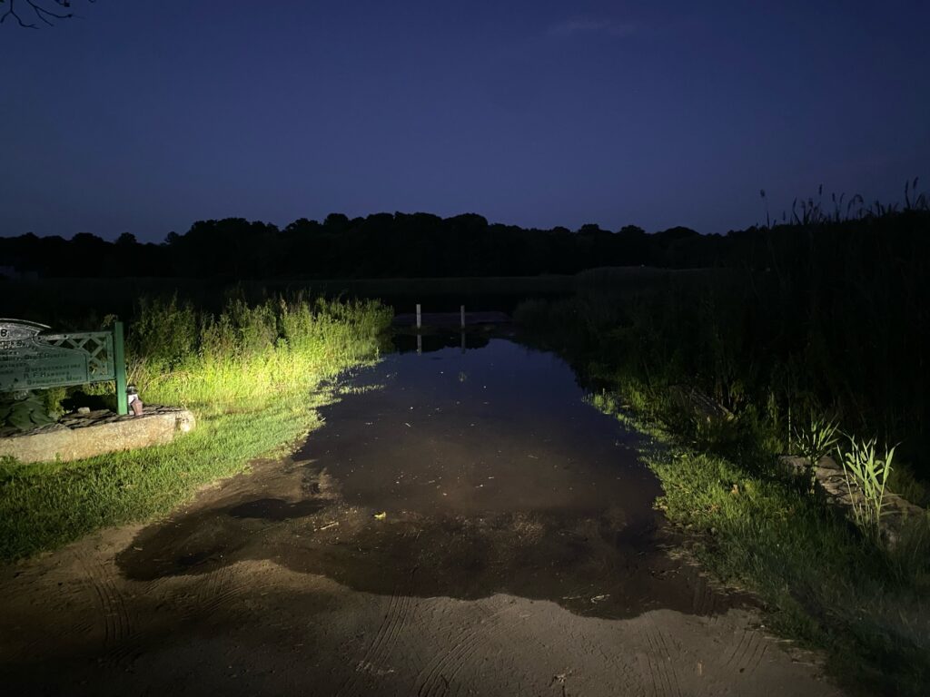 a small pond with a small bridge (MyCoast AI)