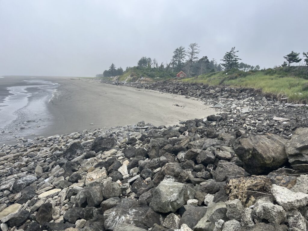 a rocky beach with a road (MyCoast AI)