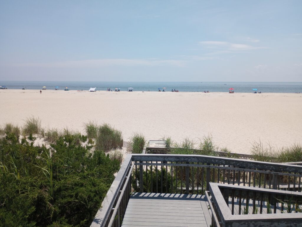 a beach with a deck (MyCoast AI)