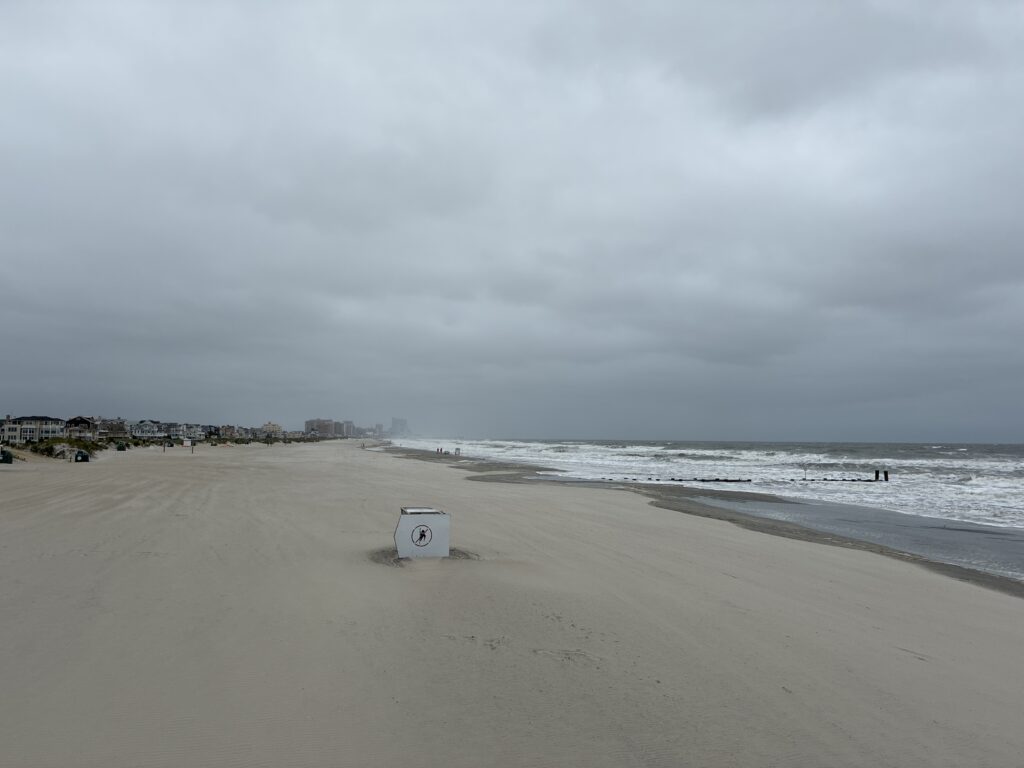 a beach with a trash can (MyCoast AI)