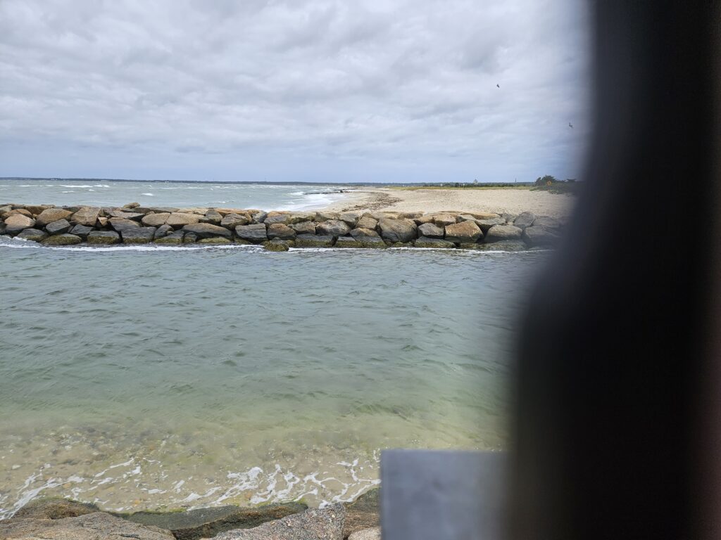 a rocky beach with a body of water in the background (MyCoast AI)