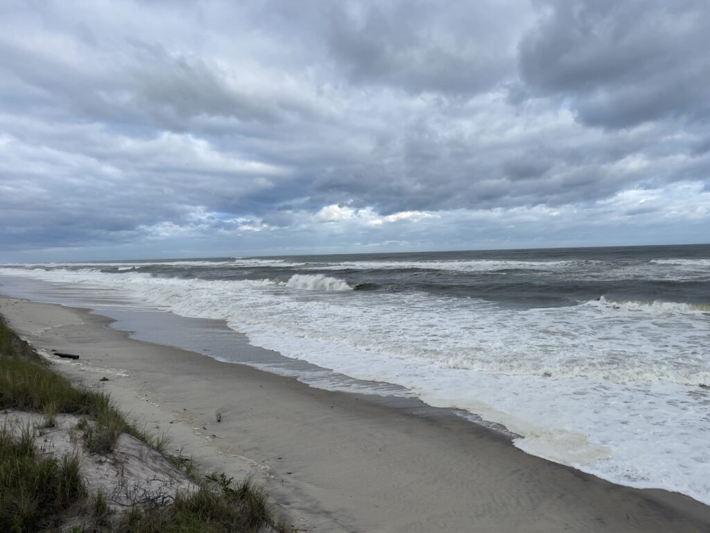 a beach with waves crashing on it (MyCoast AI)
