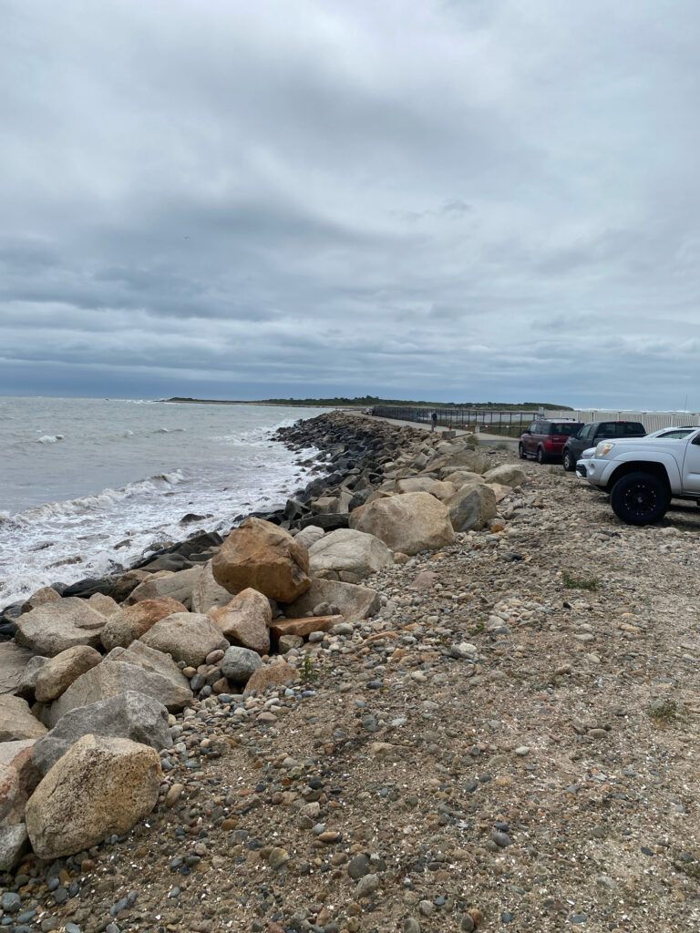 cars parked on a rocky beach (MyCoast AI)