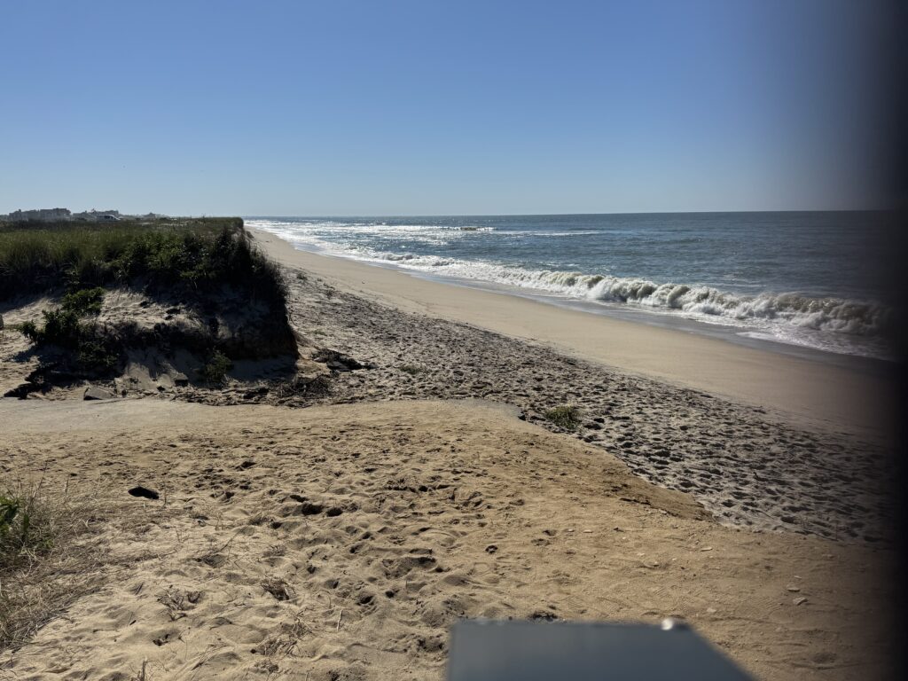 a sandy beach with waves crashing on it (MyCoast AI)