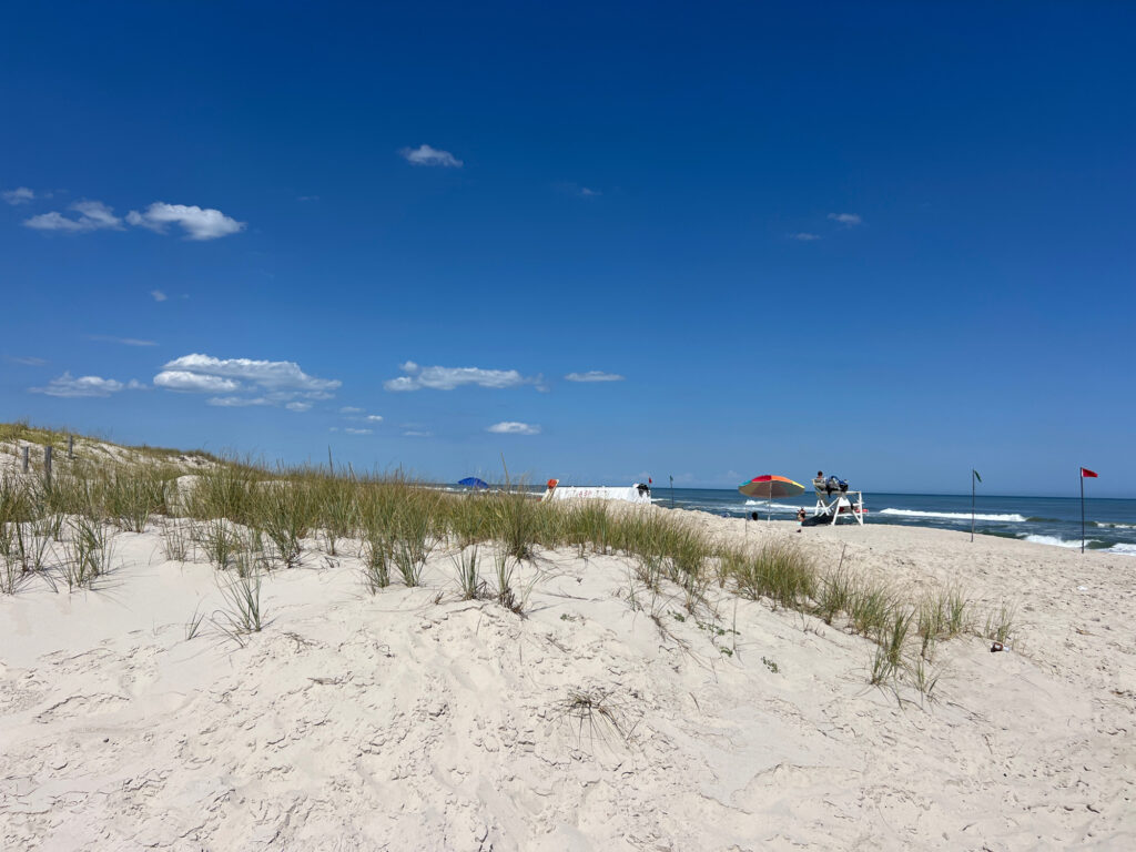 a beach with a few people and a couple of boats (MyCoast AI)