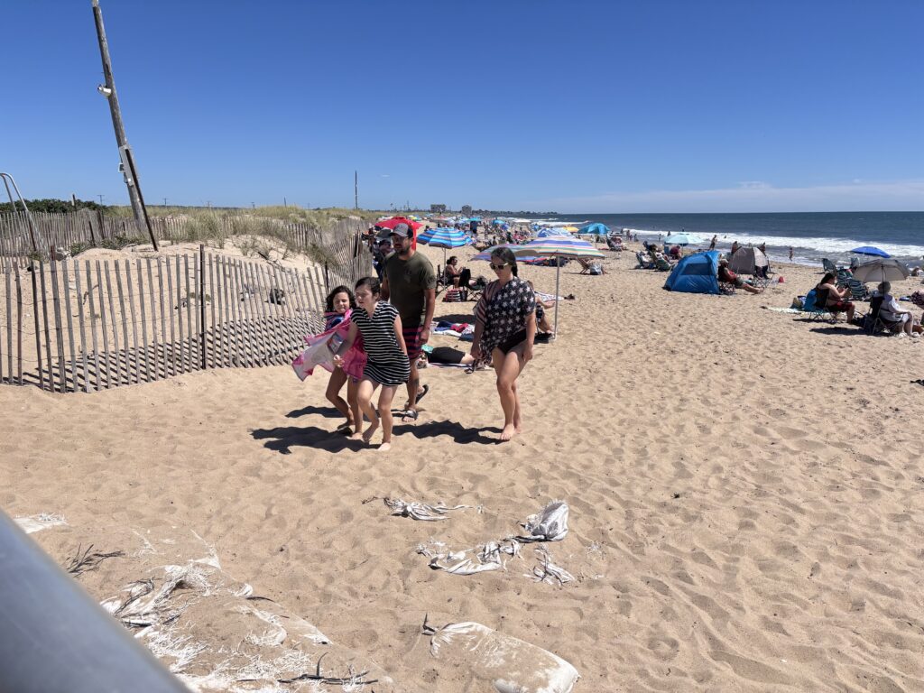 a group of people on a beach (MyCoast AI)