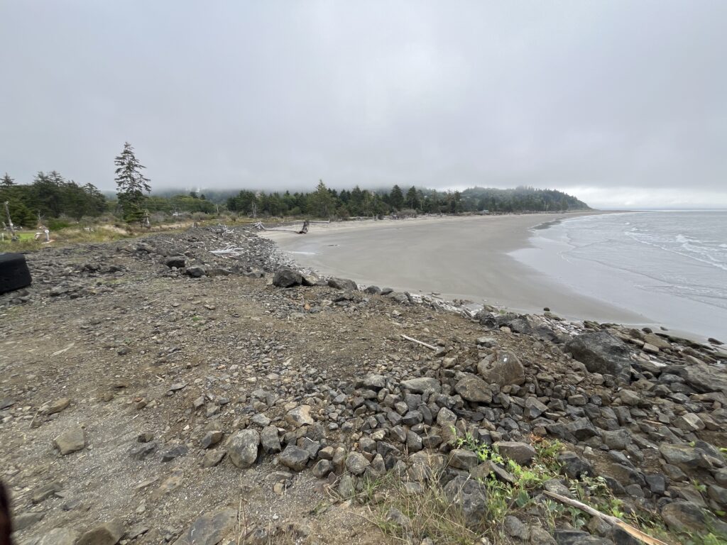 a rocky beach with a body of water in the background (MyCoast AI)