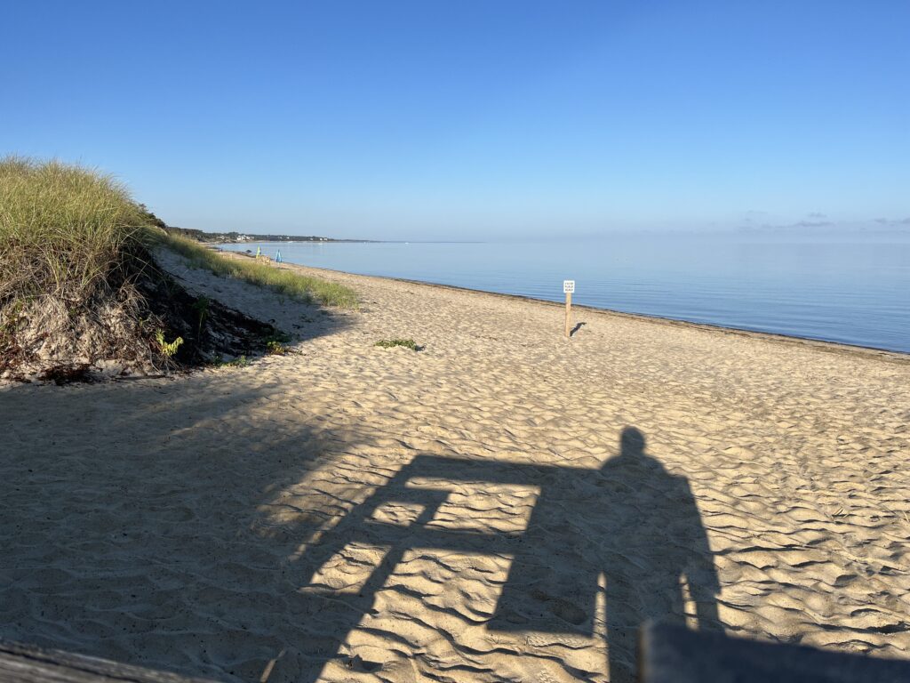 a couple of people's shadows on a sandy beach (MyCoast AI)
