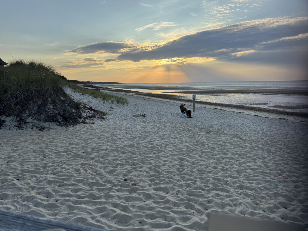 a couple of people sitting on a beach (MyCoast AI)