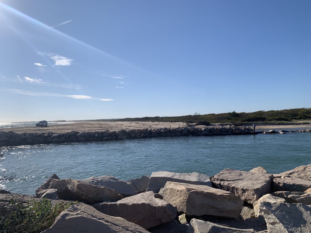 a rocky beach with a body of water in the background (MyCoast AI)