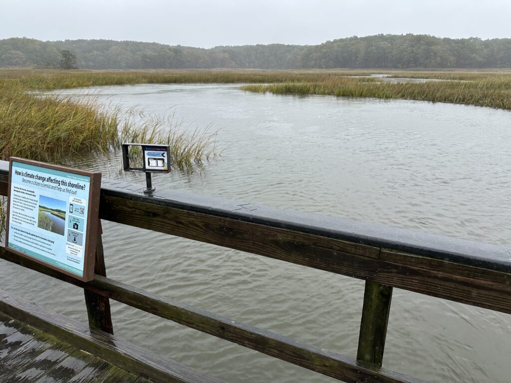 a sign on a dock (MyCoast AI)