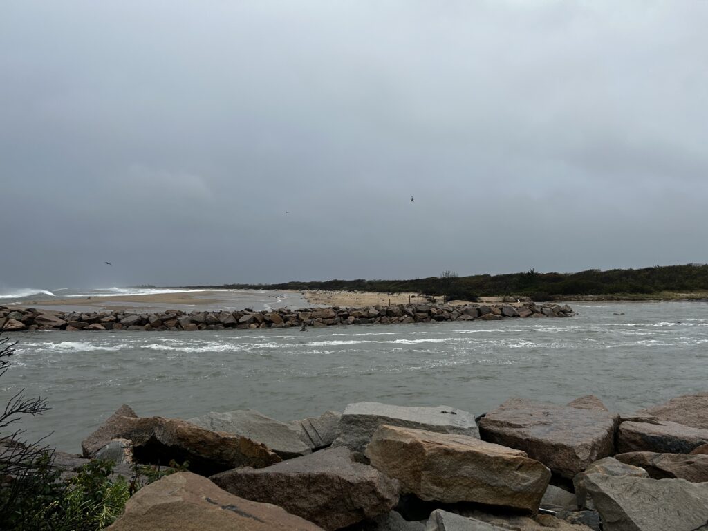 a rocky beach with a body of water in the background (MyCoast AI)