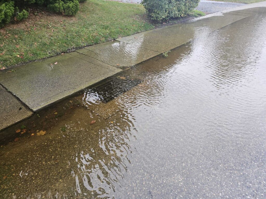 a puddle of water on a sidewalk (MyCoast AI)