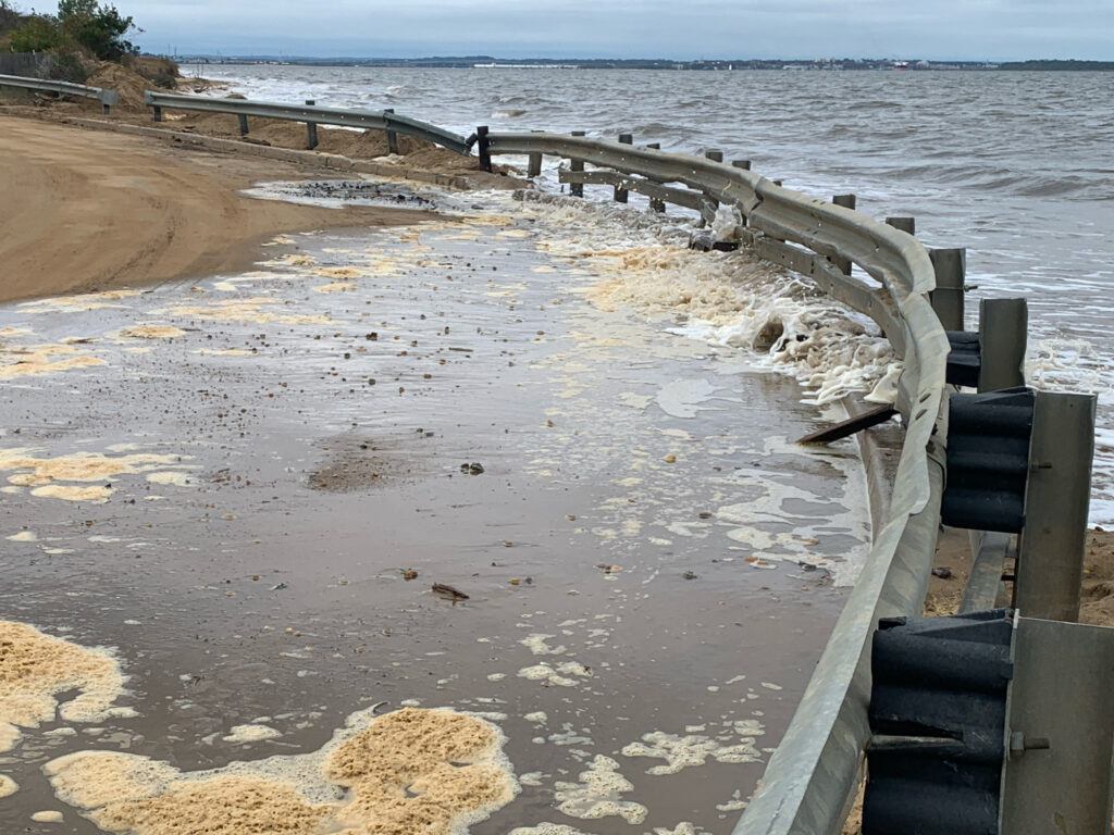 a beach with a pier (MyCoast AI)