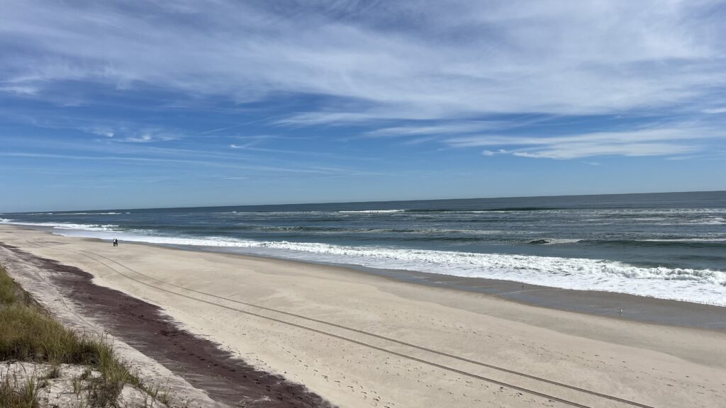 a sandy beach with waves crashing on it (MyCoast AI)