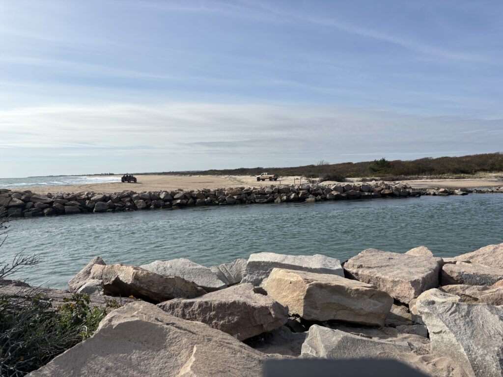a rocky beach with a body of water in the background (MyCoast AI)