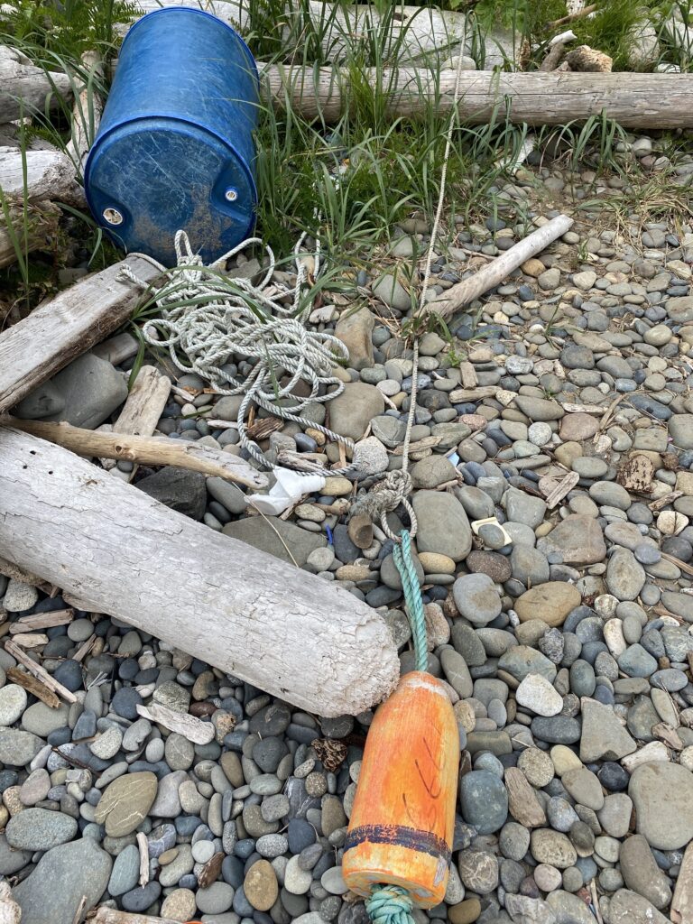 a can and a bottle on a rocky ground (MyCoast AI)