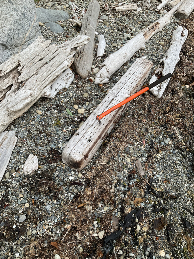 a wooden axe on the ground (MyCoast AI)