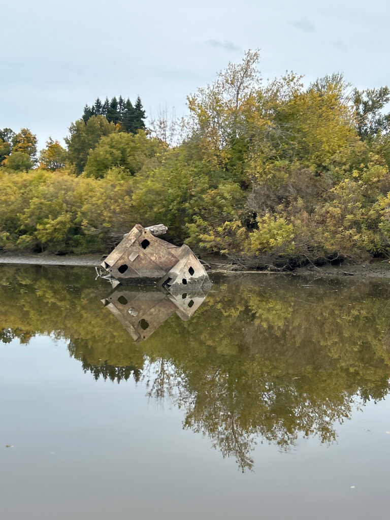 a military tank in a lake (MyCoast AI)