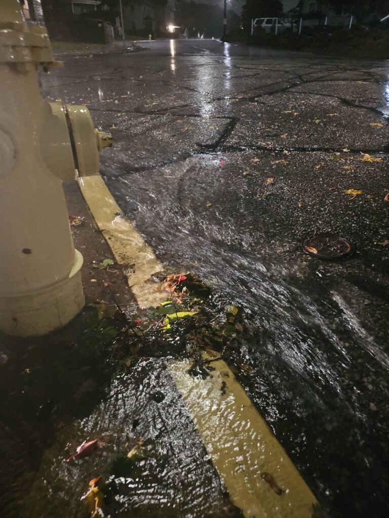 a wet street at night (MyCoast AI)