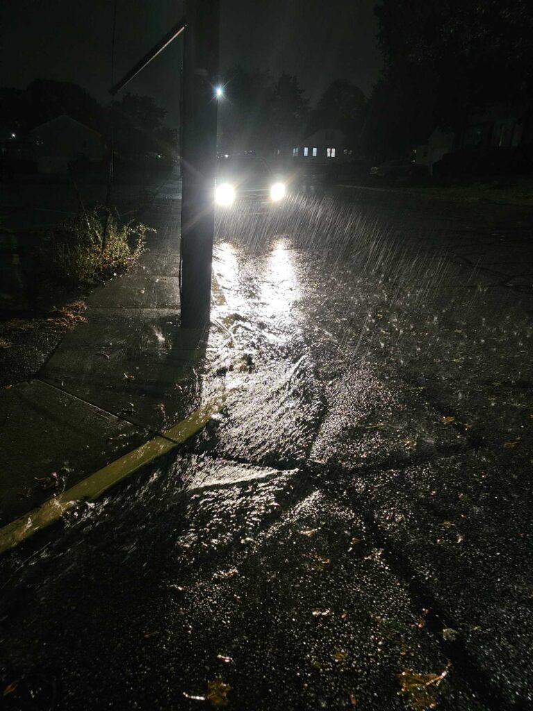 a wet street at night (MyCoast AI)