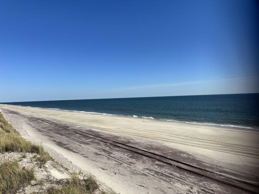 a sandy beach with waves crashing on it (MyCoast AI)
