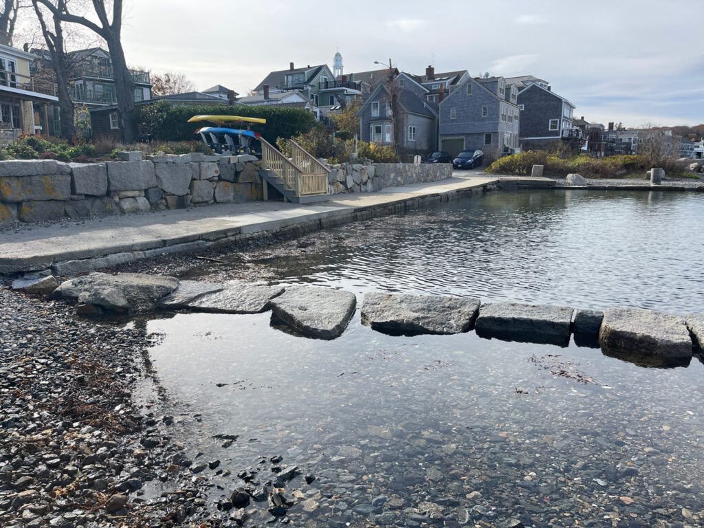 a river with rocks and a bridge (MyCoast AI)