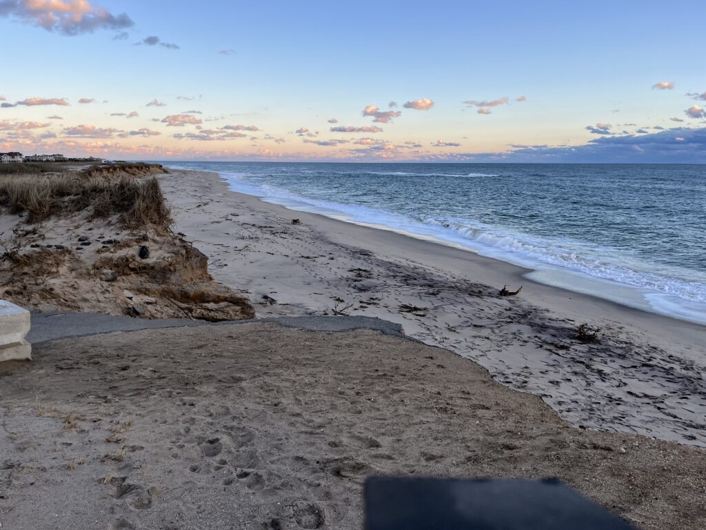a sandy beach with a body of water in the background (MyCoast AI)