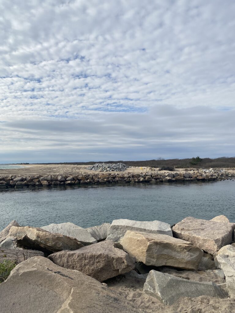 a rocky beach with a body of water in the background (MyCoast AI)